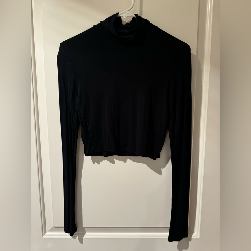 Black Crop Top Turtleneck